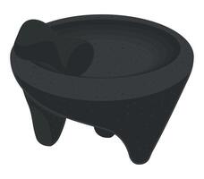 A black mortar and pestle on a white background vector