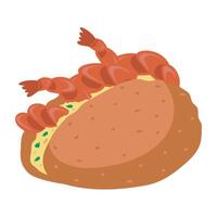 A lobster sandwich with a piece of bread on it vector