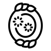 Kiwi fruit slices with seeds on plate line icon vector