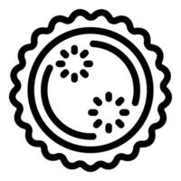 Kiwi fruit cut showing seeds surrounded by wavy circle bold line icon vector