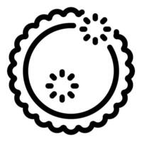 Kiwi fruit being cut with seeds showing line icon vector