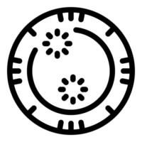 Kiwi fruit showing seeds in round shape with bold outline vector