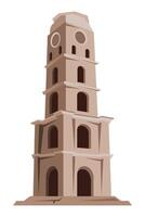 A tower with a clock on top of it vector