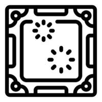 Square cpu chip is processing data with loading circles icon vector