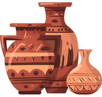 Three vases with different designs on them vector