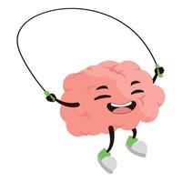 Funny brain jumping rope vector