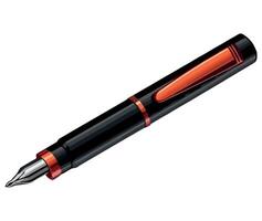 A fountain pen with a red trim and black body vector