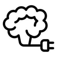 Electric plug connecting to human brain illustrating artificial intelligence vector