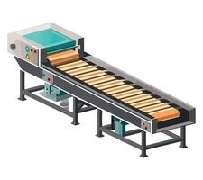 A conveyor belt with rolls of dough vector