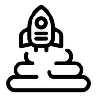Spaceship leaving earth to explore the galaxy vector