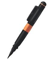 A pen with an orange tip and black barrel vector