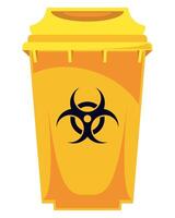 A yellow trash can with a biohazard symbol vector