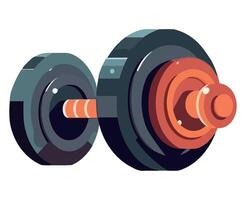 A dumbbell with a red and orange handle vector