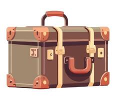 An old suitcase with handles on a white background vector