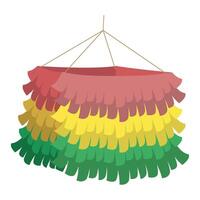 A colorful hanging paper lantern with a green, yellow and red color scheme vector