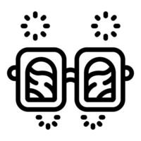 Glasses showing fireworks display with exploding celebration lights icon vector