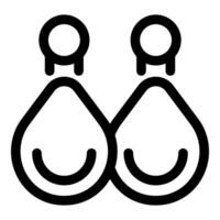 Icon of a pair of dangle earrings with a round top hanging from a hook vector