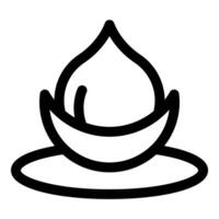 Line style icon representing a hazelnut fruit with shell vector