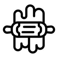 Rolling pin flattening dough icon, bakery tool for pastry making vector