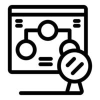Magnifying glass analyzing website data flowchart icon vector