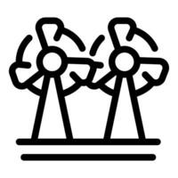 Wind farm generating clean energy with turbines rotating vector