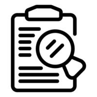 Magnifying glass examining checklist on clipboard for quality control and audit vector