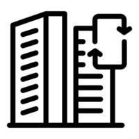 Architect measuring building height with level tool icon vector