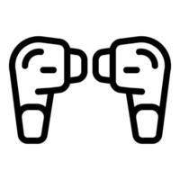 Pair of wireless earbuds connecting to smartphone for listening music vector