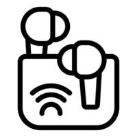 Wireless earbuds charging in case icon showing modern technology vector