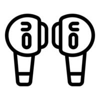 Pair of wireless earbuds connecting to a smartphone for listening music vector