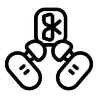 Bluetooth earbuds connecting to smartphone icon vector