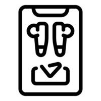 Smartphone showing wireless earbuds charging status icon vector