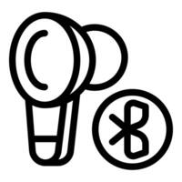 Wireless bluetooth earbuds connecting to smartphone device icon vector