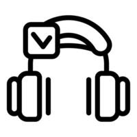 Headphones showing connected status icon for wireless listening vector