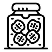 Glass jar preserving sliced pickled cucumbers for long term storage vector