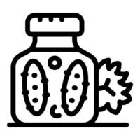 Glass jar preserving two cucumbers with dill icon thin line vector