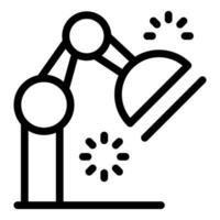 Robotic arm moving and shining light icon vector outline