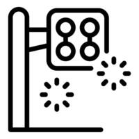 Traffic light flashing showing caution at intersection vector