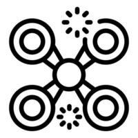 Drone delivering parcel with rotating propellers icon vector