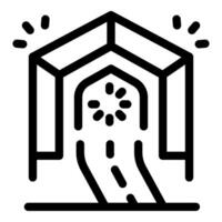 Road passing under archway with loading icon symbolizing traffic jam vector