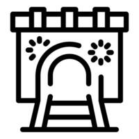 Train entering tunnel on billboard with flashing lights icon vector