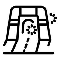 Child jumping on a trampoline with safety net installed for protection vector
