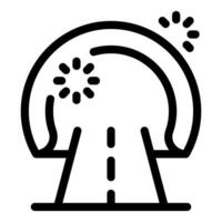Road leading to teleportation portal with fireworks exploding vector