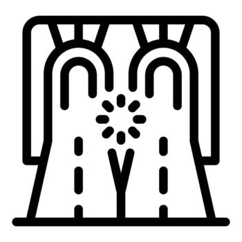 Road splitting into two tunnels with loading icon symbolising difficult decision vector