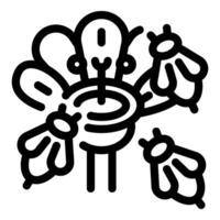 Bees flying around beehive collecting honey vector line icon