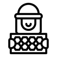 Line icon style illustration of a robot standing on a platform vector