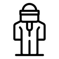 Beekeeper wearing protective suit for working with bees icon vector