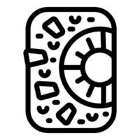Round window in stone wall of old building line icon vector