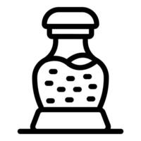 Glass jar full of salt or pepper standing on a support surface icon vector