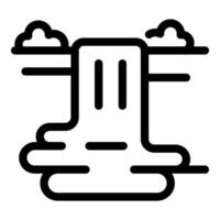 Waterfall flowing from cliff with clouds, minimal icon of powerful nature vector